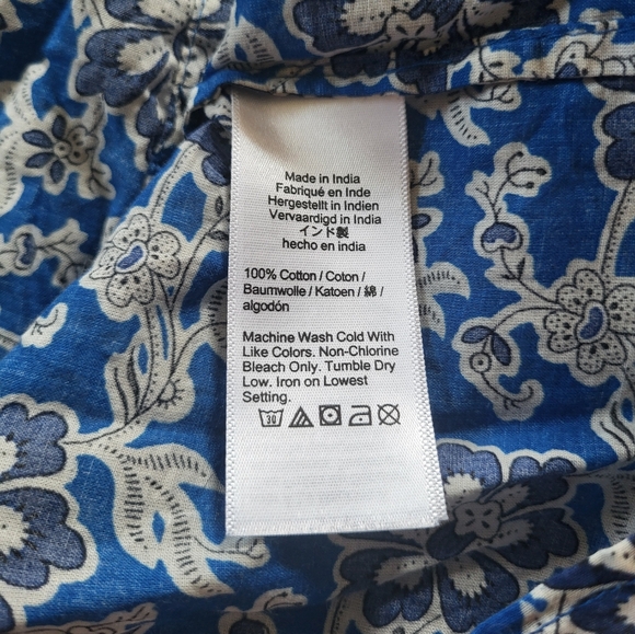 J. Crew Tiered Tie-front Beach Dress Cobalt Blue Floral Cotton Voile Size XXL - Picture 7 of 7